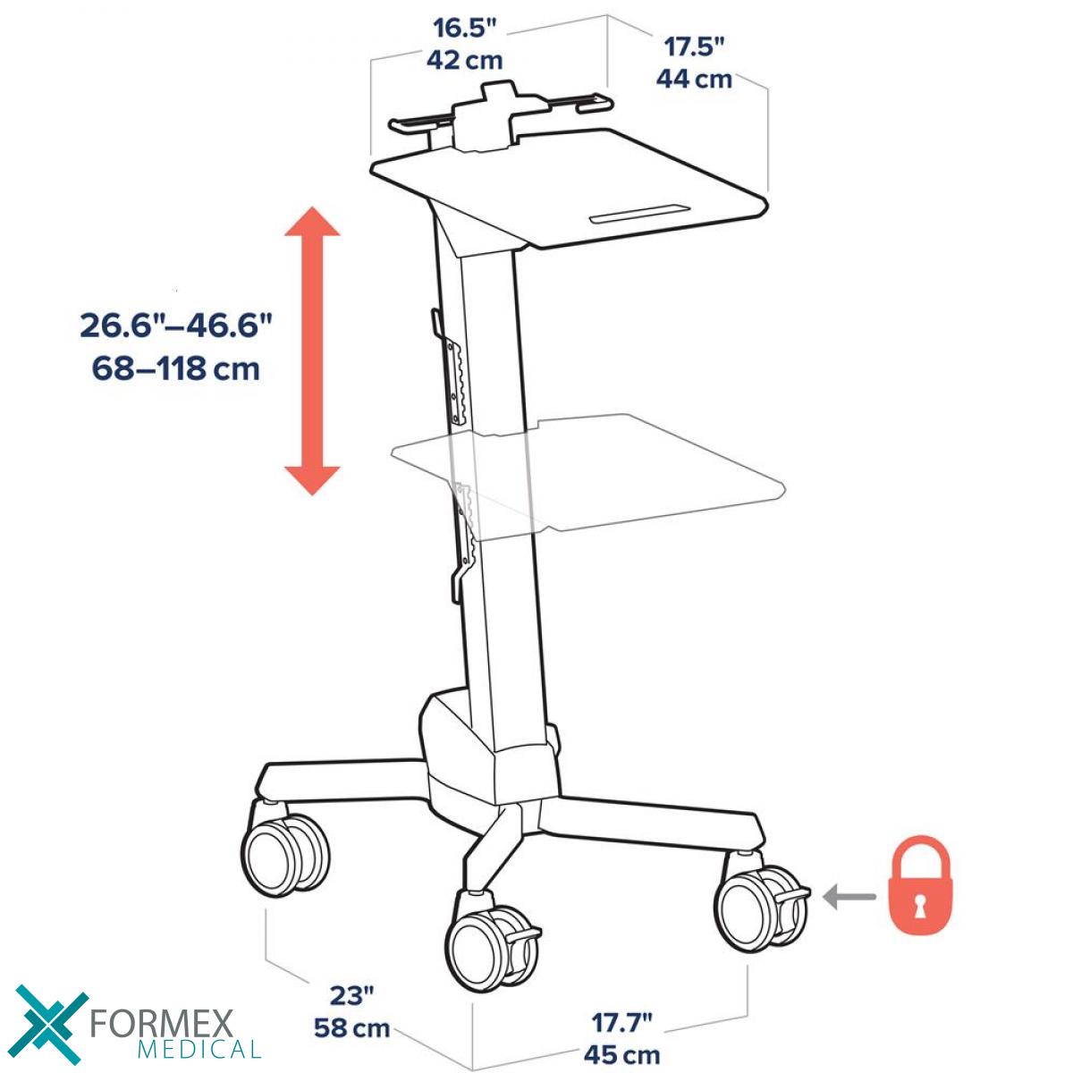 Laptop medical cart on wheels Neo-Flex 
