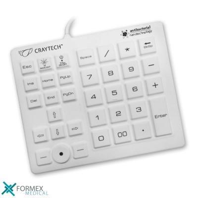 Craytech SaniKey Numpad, medisch toetsenbord, waterproof toetsenbord, waterdicht toetsenbord, stofdicht toetsenbord, waterdicht toetsenbord met touchpad, stofbestendig toetsenbord afwasbaar toetsenbord toetsenbord waterproof medisch toetsenbord en muis